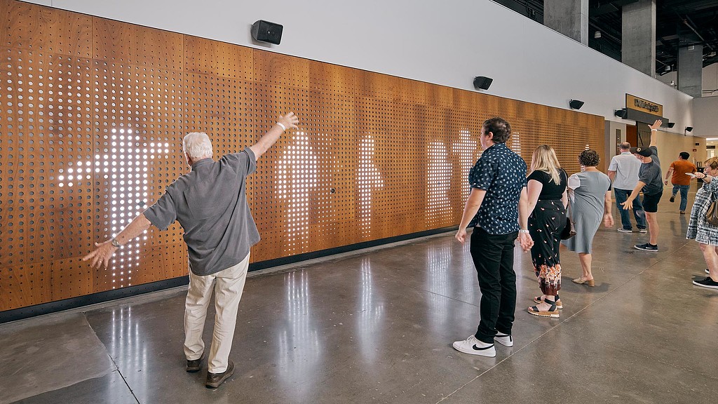 A group of people in a room.